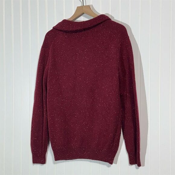 Crown & Ivy Red Speckled Knit Shawl Collar Cardigan Sweater Women’s S Pockets - Picture 3 of 8